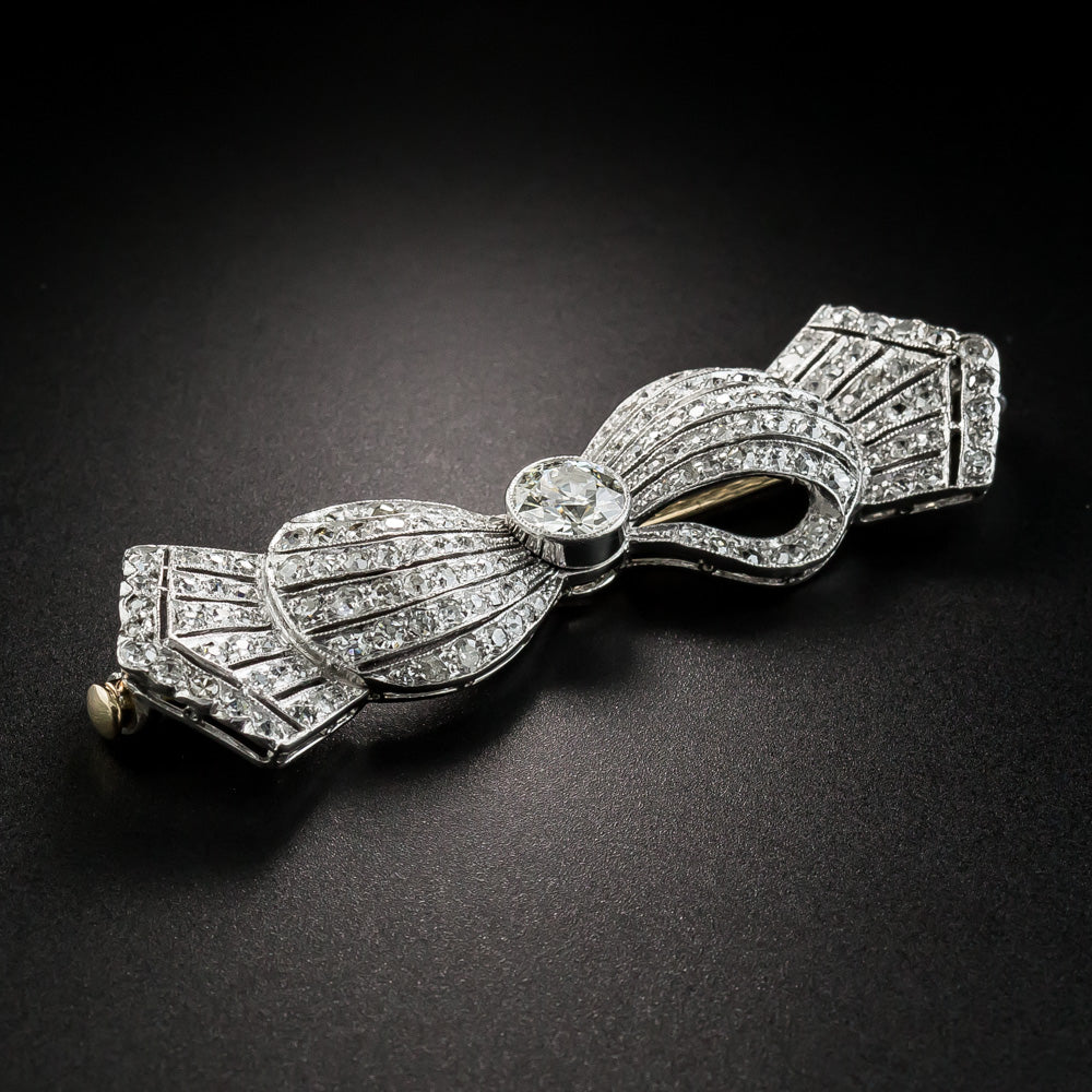 Late Edwardian/Art Deco Diamond Bow Brooch - 4