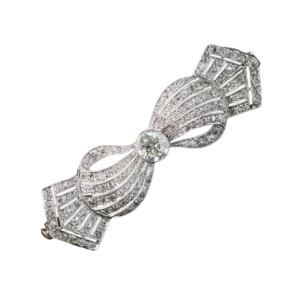 Late Edwardian/Art Deco Diamond Bow Brooch - 5