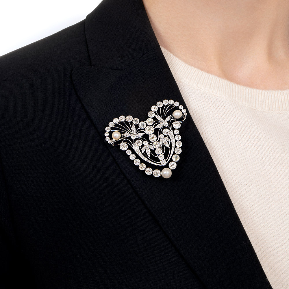 Late Edwardian Diamond and Natural Pearl  Brooch / Necklace - 4