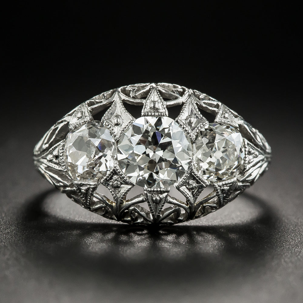 Late Edwardian/Early Art Deco Three-Stone Diamond Ring - 1