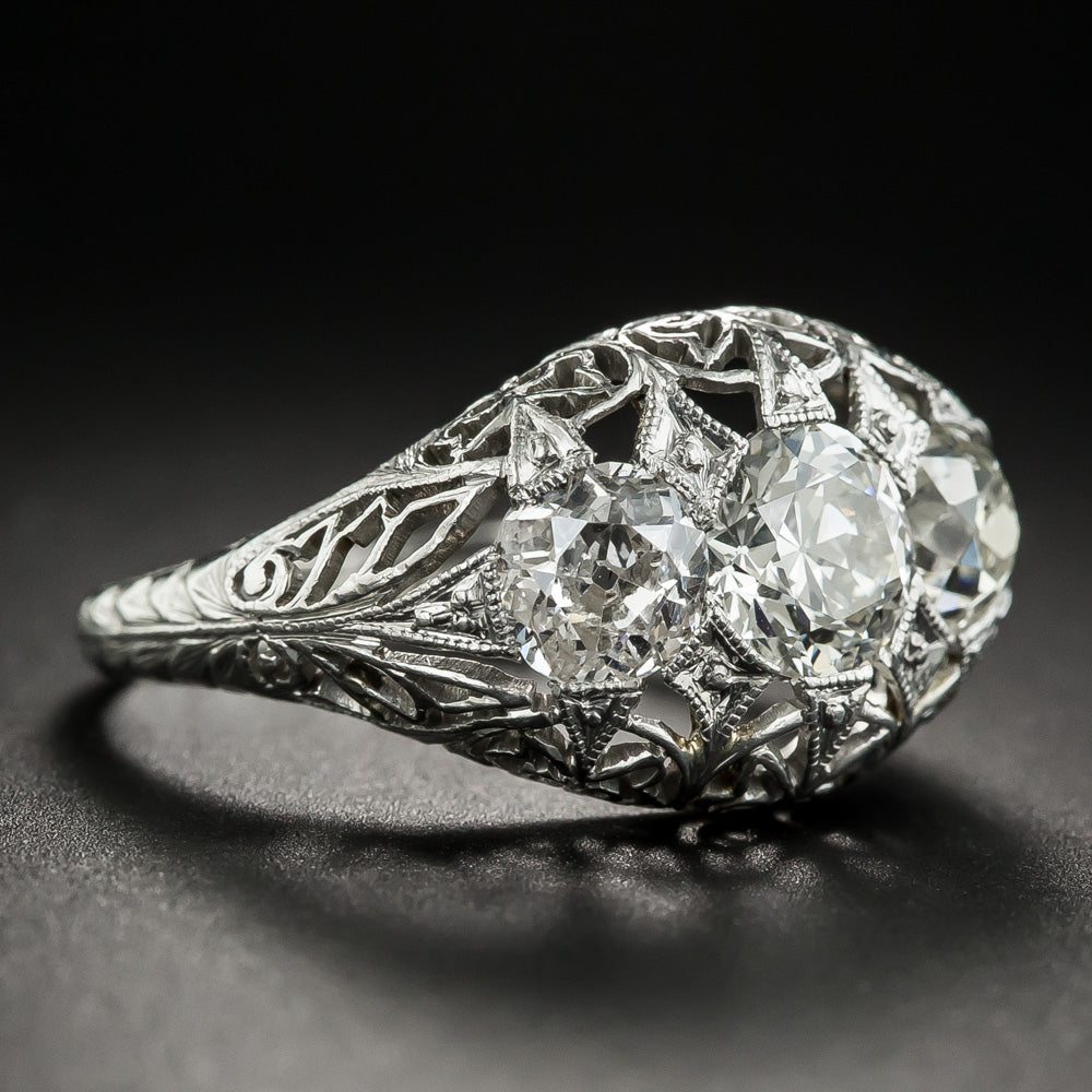 Late Edwardian/Early Art Deco Three-Stone Diamond Ring - 2