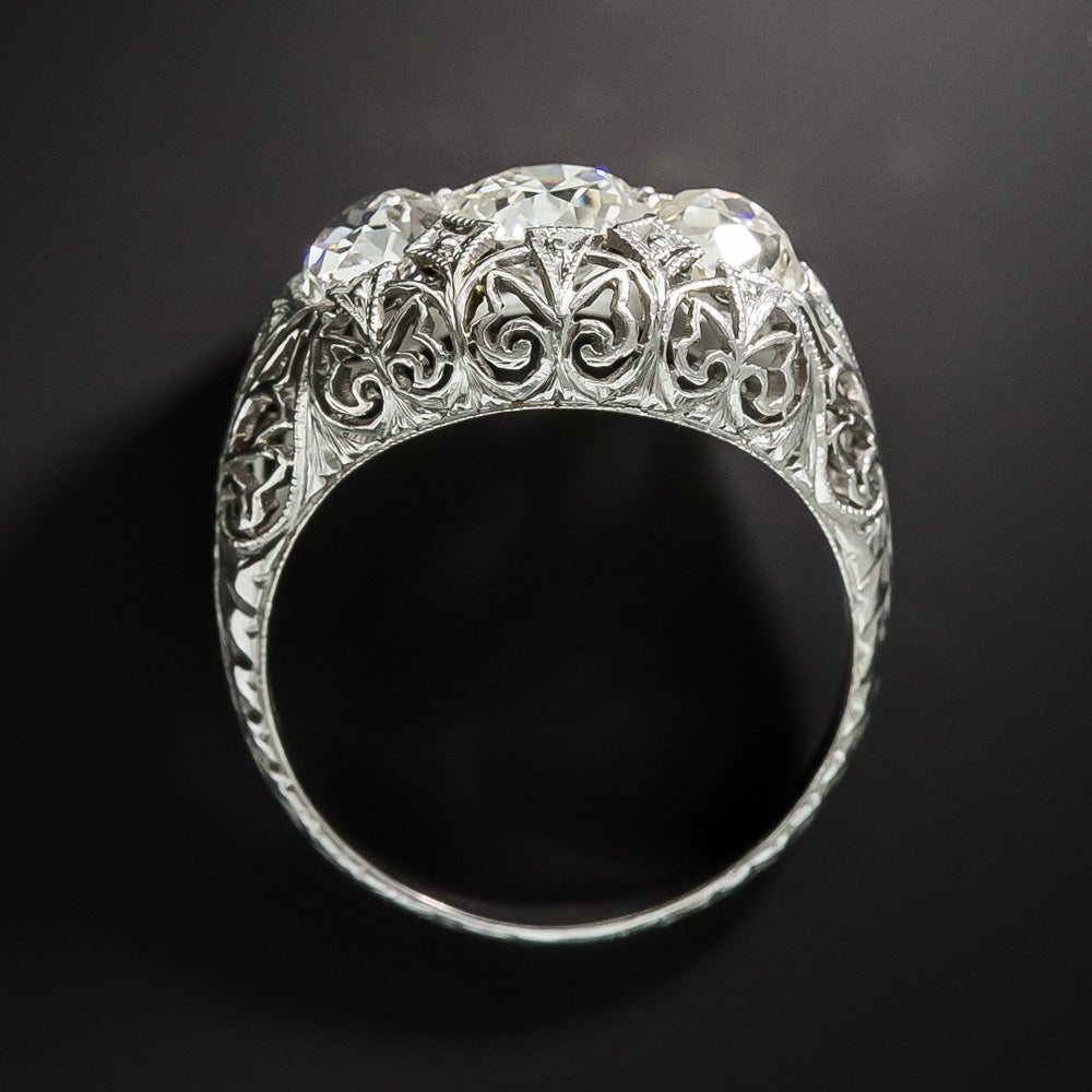 Late Edwardian/Early Art Deco Three-Stone Diamond Ring - 4