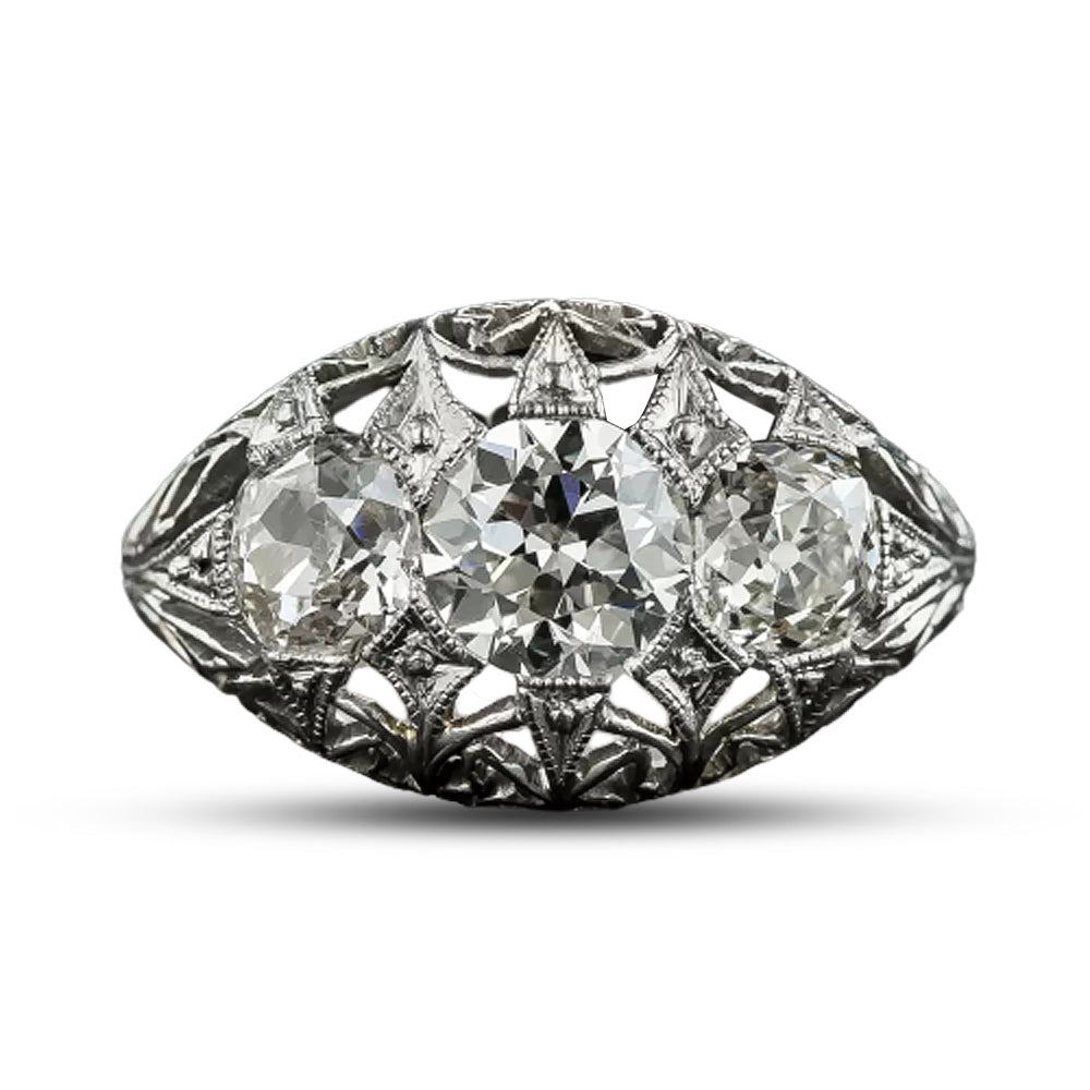 Late Edwardian/Early Art Deco Three-Stone Diamond Ring - 6