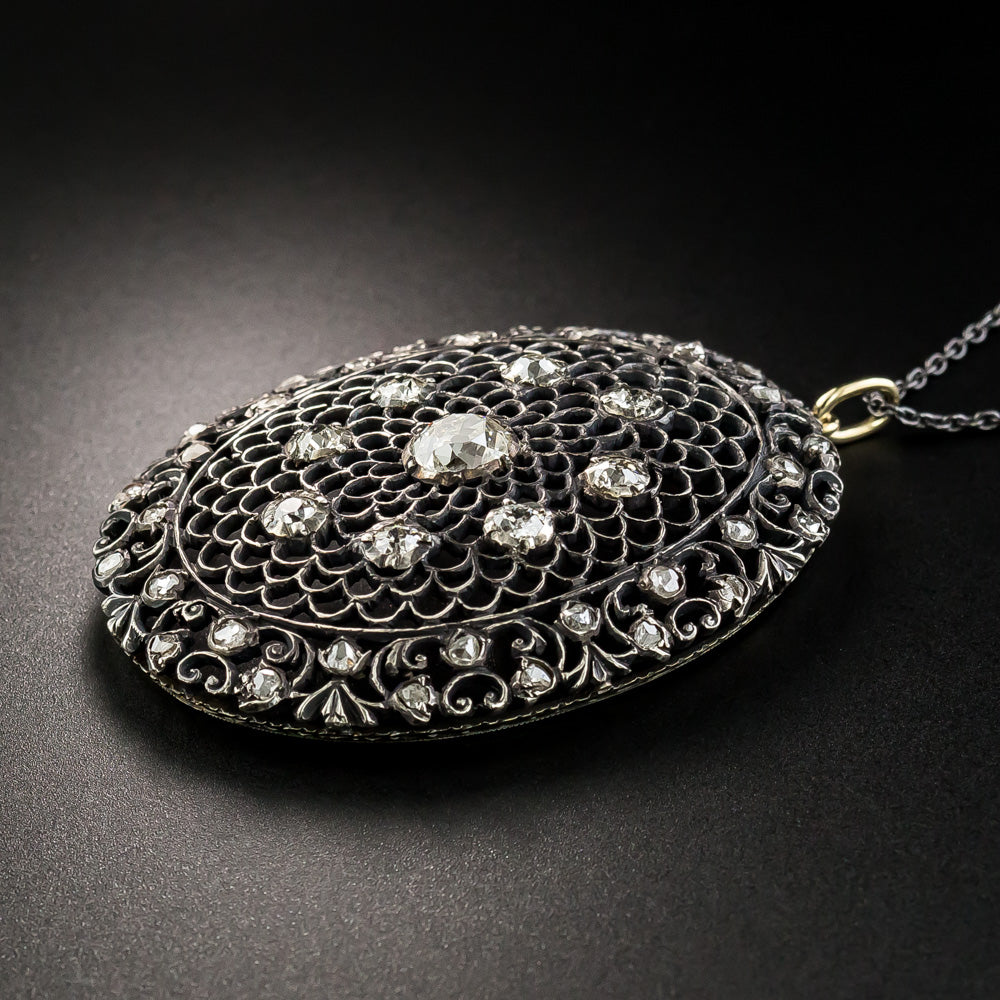 Late Victorian Diamond Openwork Pendant Necklace - 2