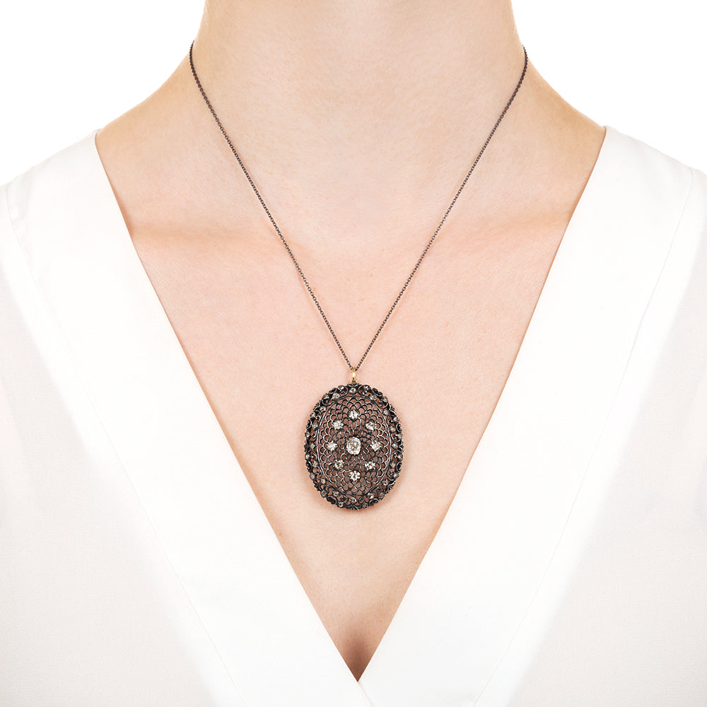 Late Victorian Diamond Openwork Pendant Necklace - 4