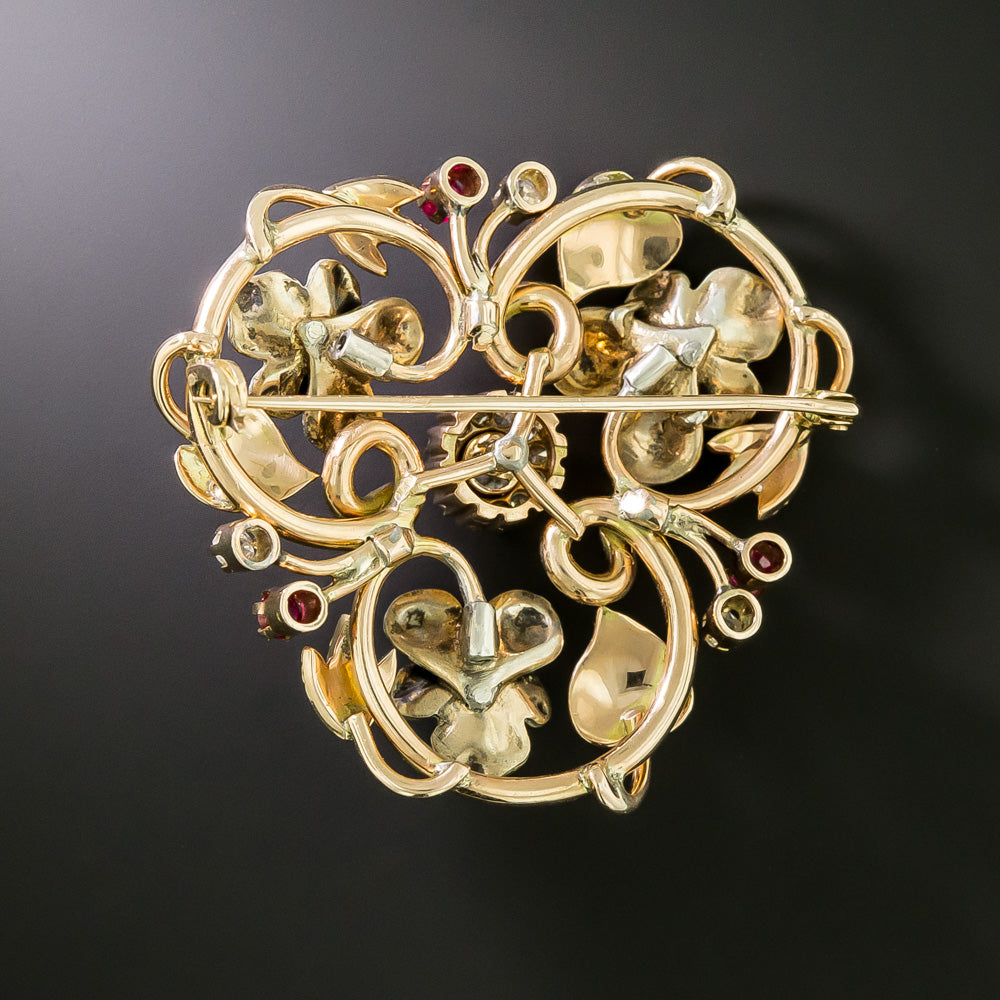 Late-Victorian Enamel Pansy and Diamond Brooch - 3