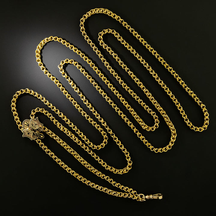Long 14K Victorian Slide Necklace, 66 Inches