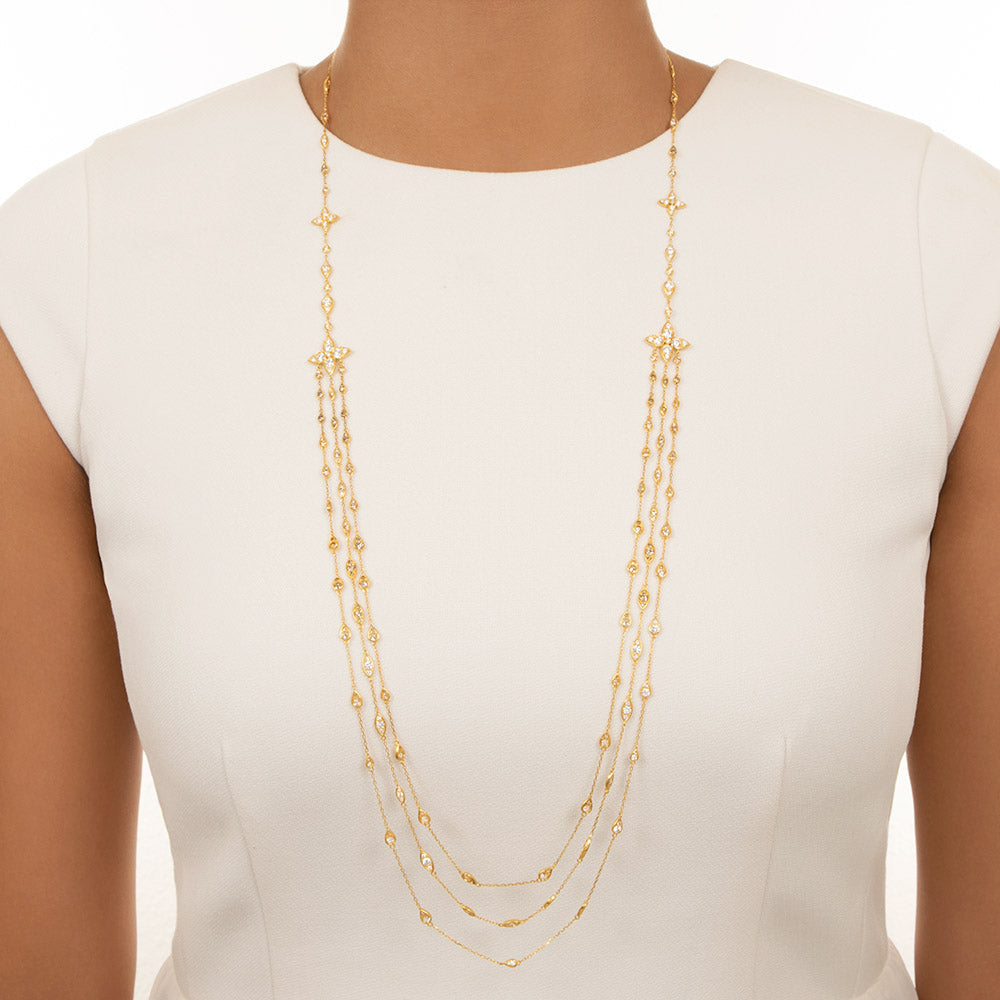 Long Triple Diamonds-by-the-Yard Necklace - 3