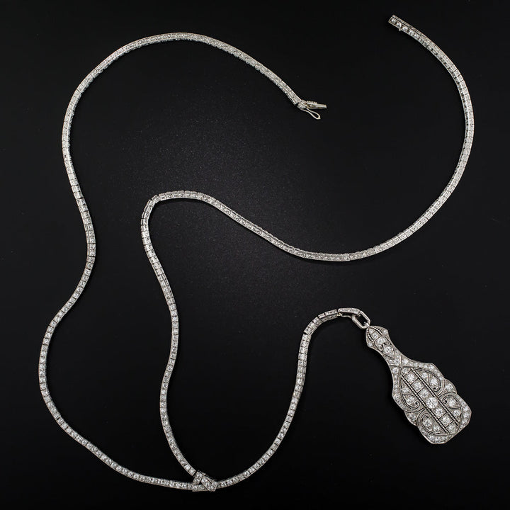 Marcus & Co. Art Deco Platinum Diamond Lorgnette Necklace