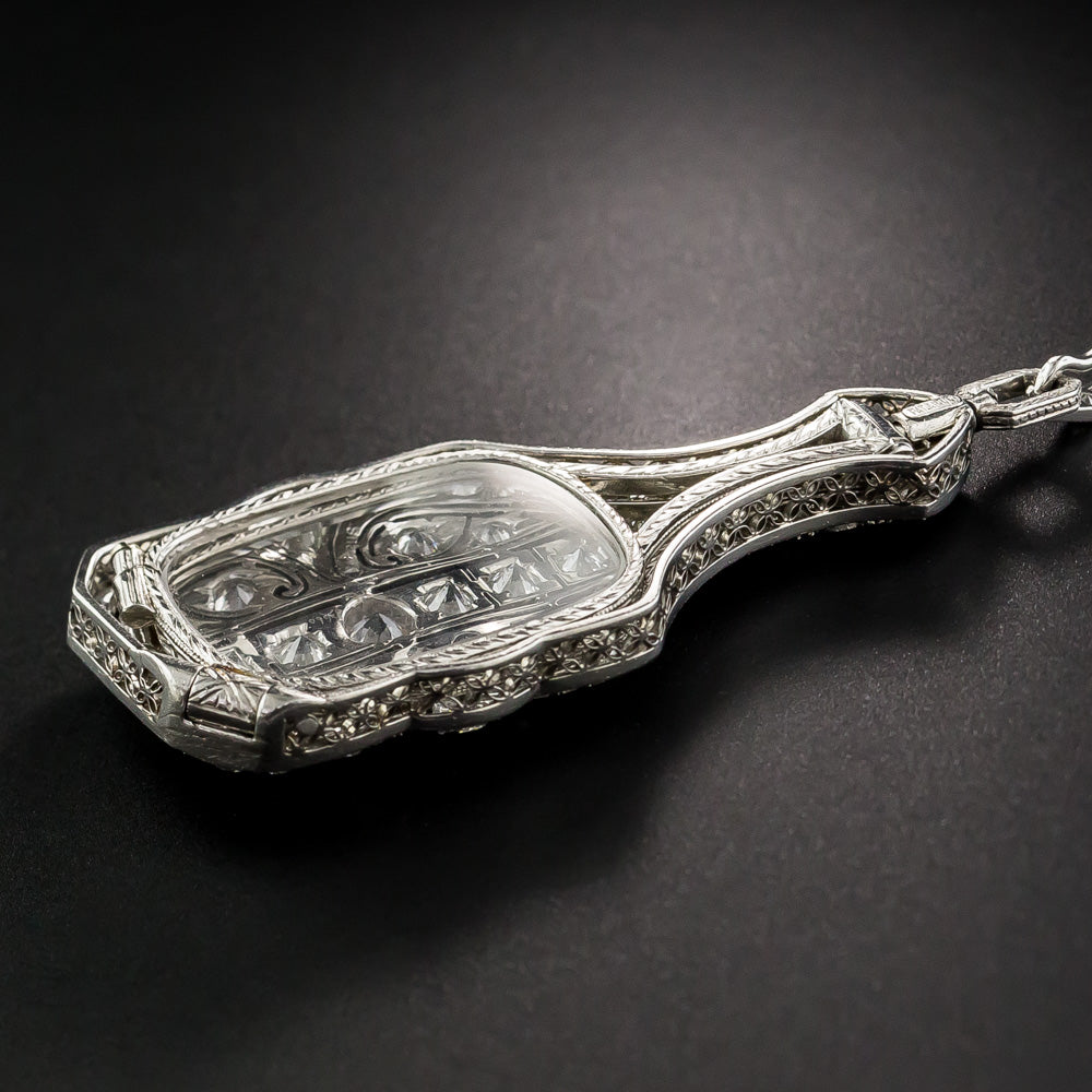 Marcus & Co. Art Deco Platinum Diamond Lorgnette Necklace - 13