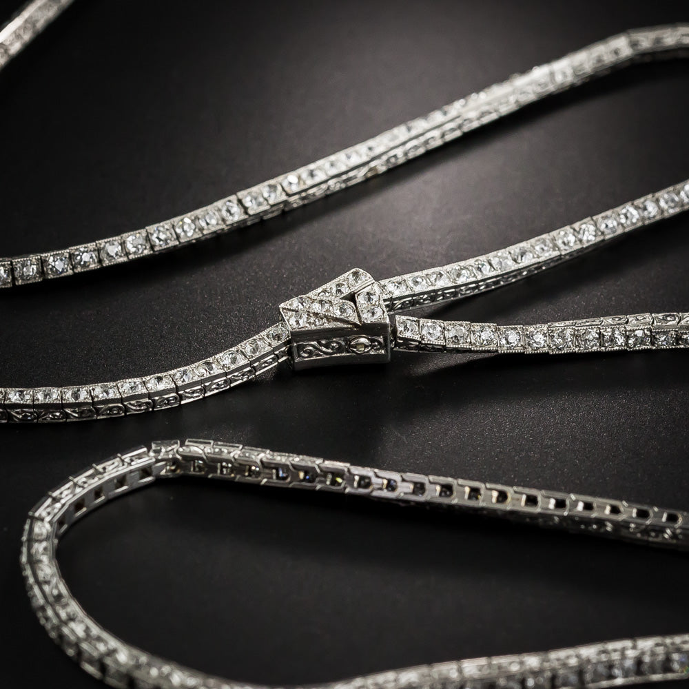 Marcus & Co. Art Deco Platinum Diamond Lorgnette Necklace - 15