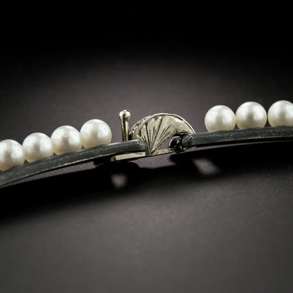 Marsh & Co. Cultured Pearl, Diamond and Blackened Steel Necklace - 5