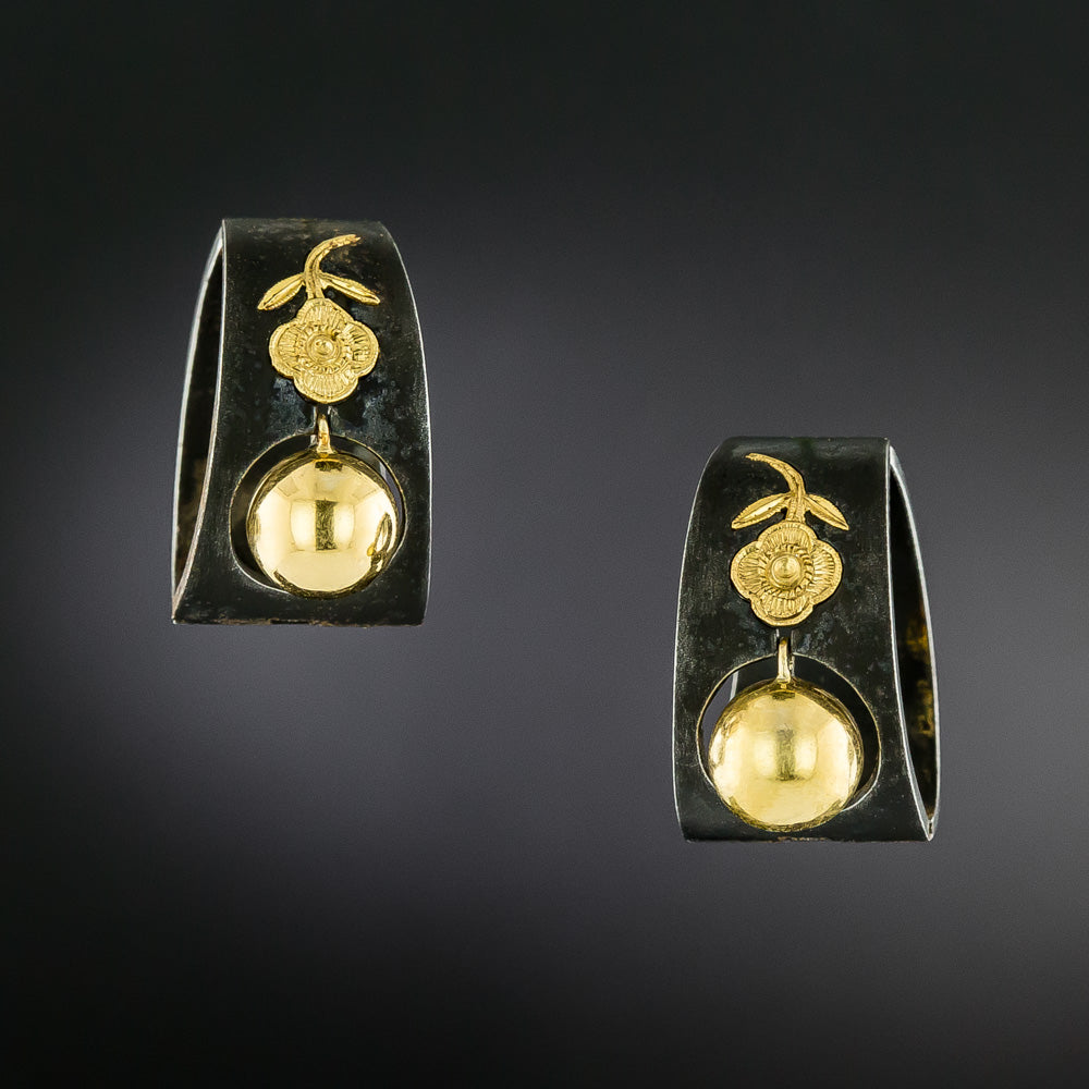 Marsh & Co. Gold Bead and Flower Clip Earrings - 3