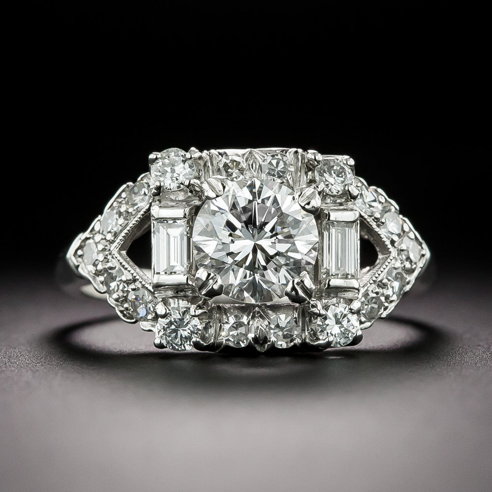 Mid-Century 1.09 Carat Diamond Engagement Ring - GIA F VS2 - 2