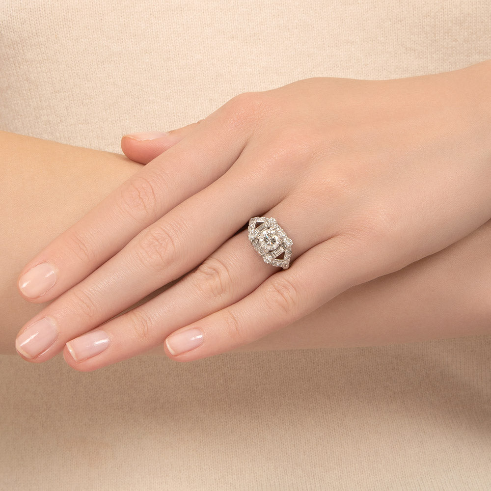 Mid-Century 1.09 Carat Diamond Engagement Ring - GIA F VS2 - 5