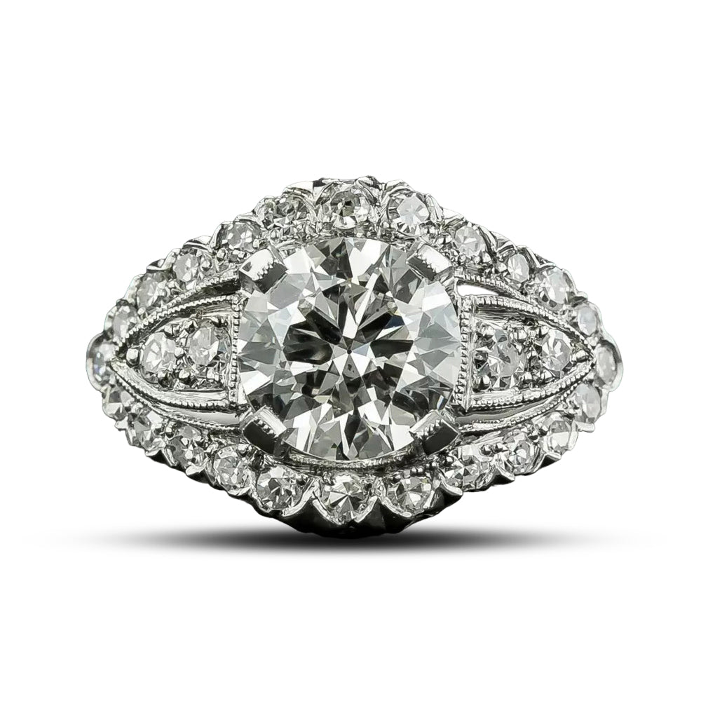 Mid-Century 1.16 Carat Diamond Engagement Ring - GIA J SI2 - 4