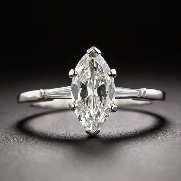 Mid-Century 1.18 Carat Marquise Diamond Engagement Ring - GIA D VVS2