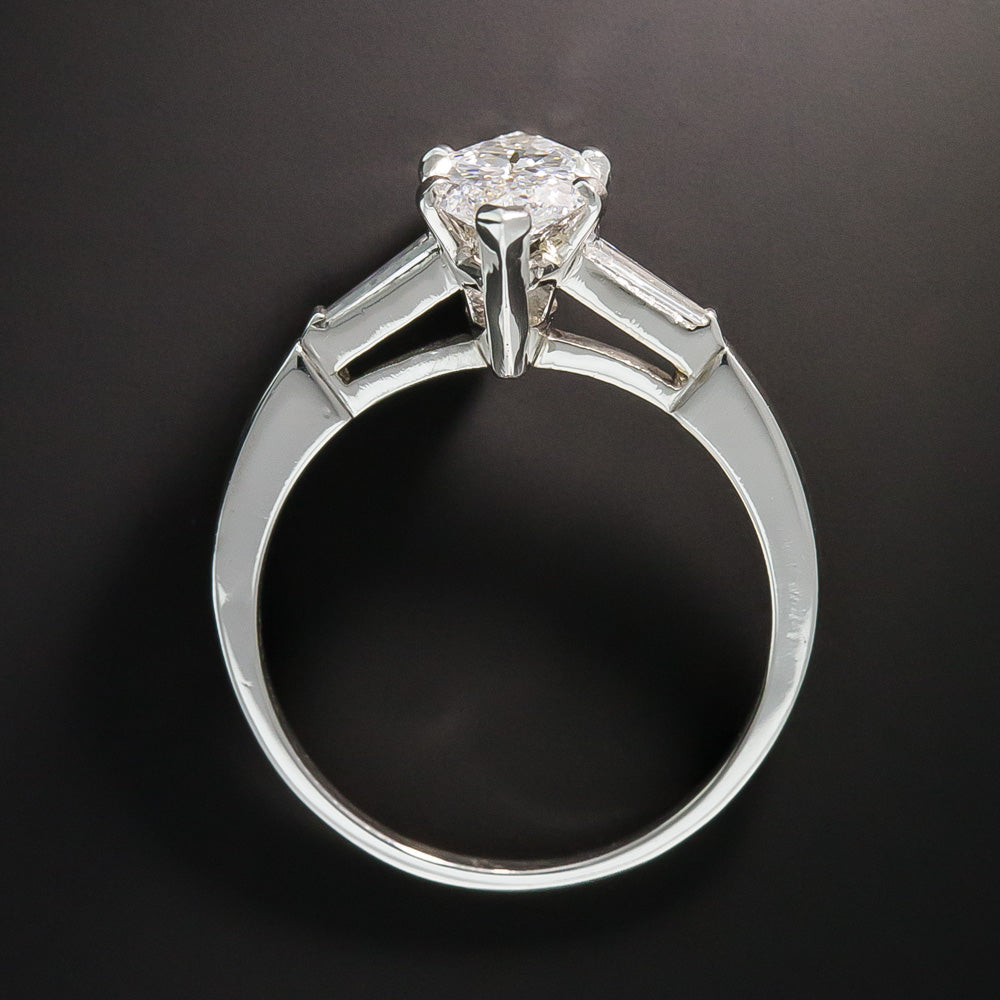 Mid-Century 1.18 Carat Marquise Diamond Engagement Ring - GIA D VVS2 - 4