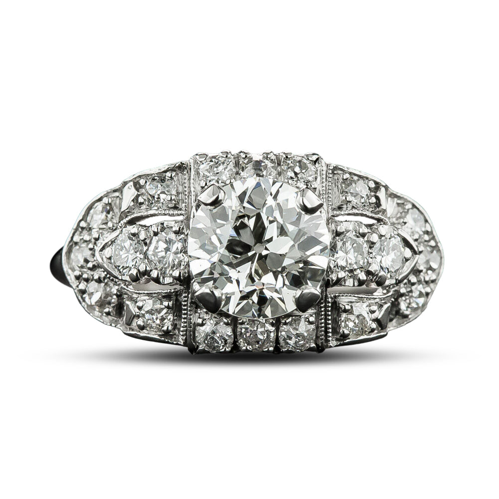 Mid-Century 1.28 Carat Diamond Engagement Ring - GIA  J VS1 - 4