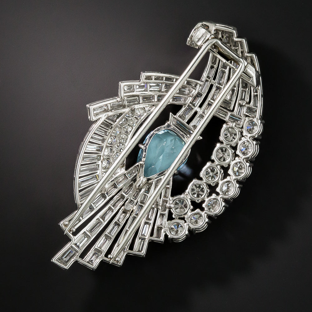 Mid-Century Aquamarine and Diamond Spray Brooch - 4