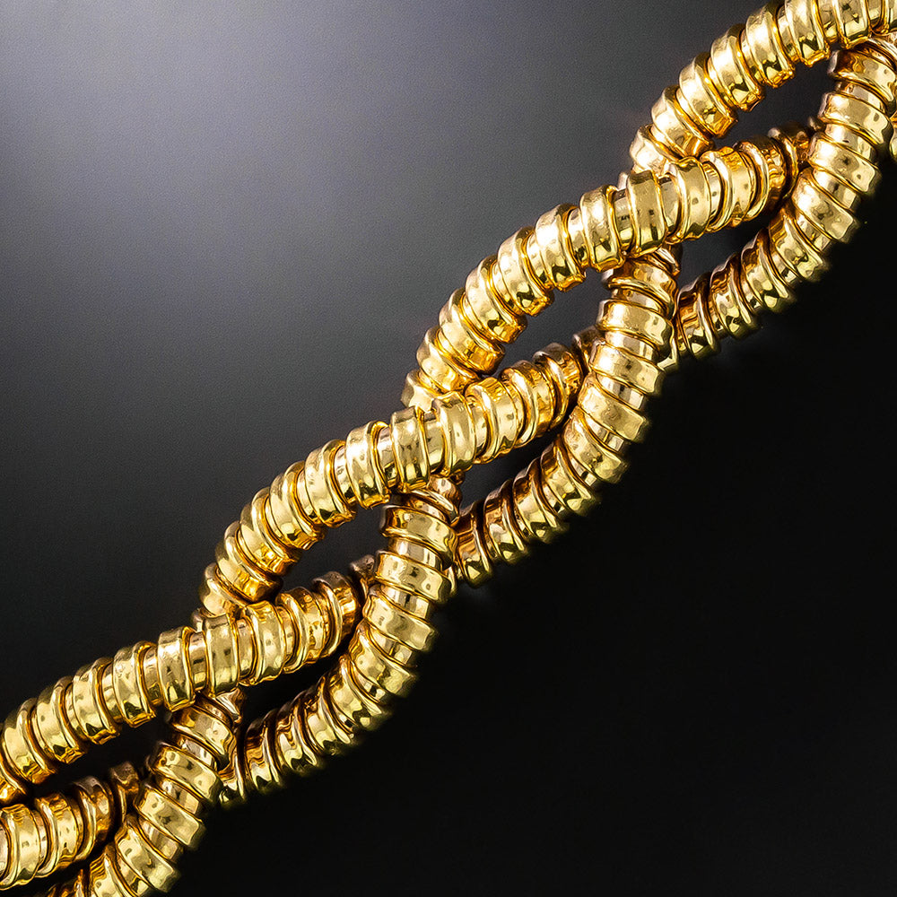 Mid-Century 18K Rosy-Yellow Gold Braid Bracelet - 8 1/4 Inches - 3