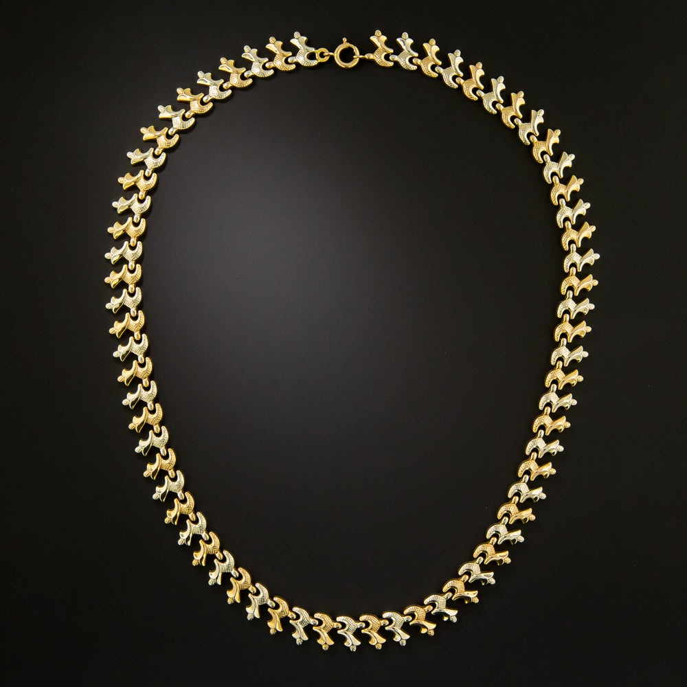 Mid-Century 18K Two-Tone Gold Link Necklace - 3