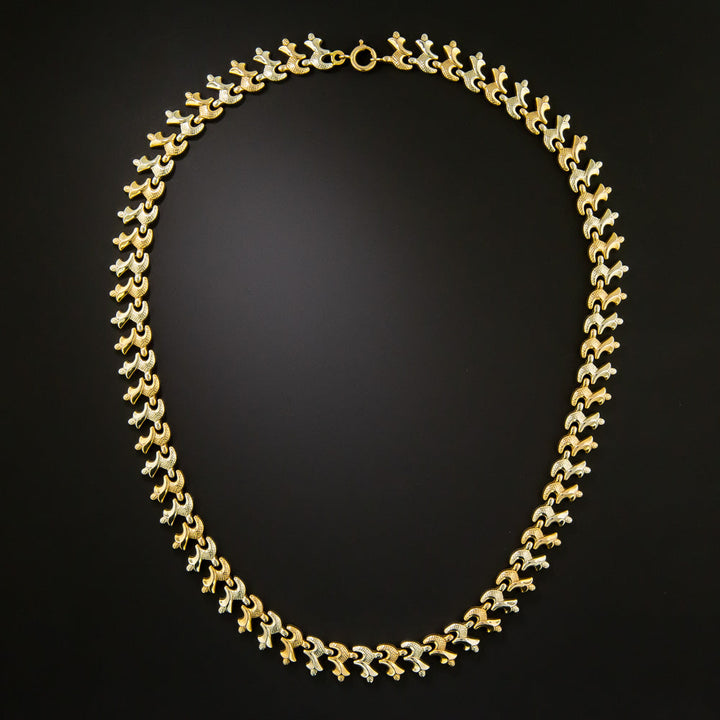 Mid-Century 18K Two-Tone Gold Link Necklace