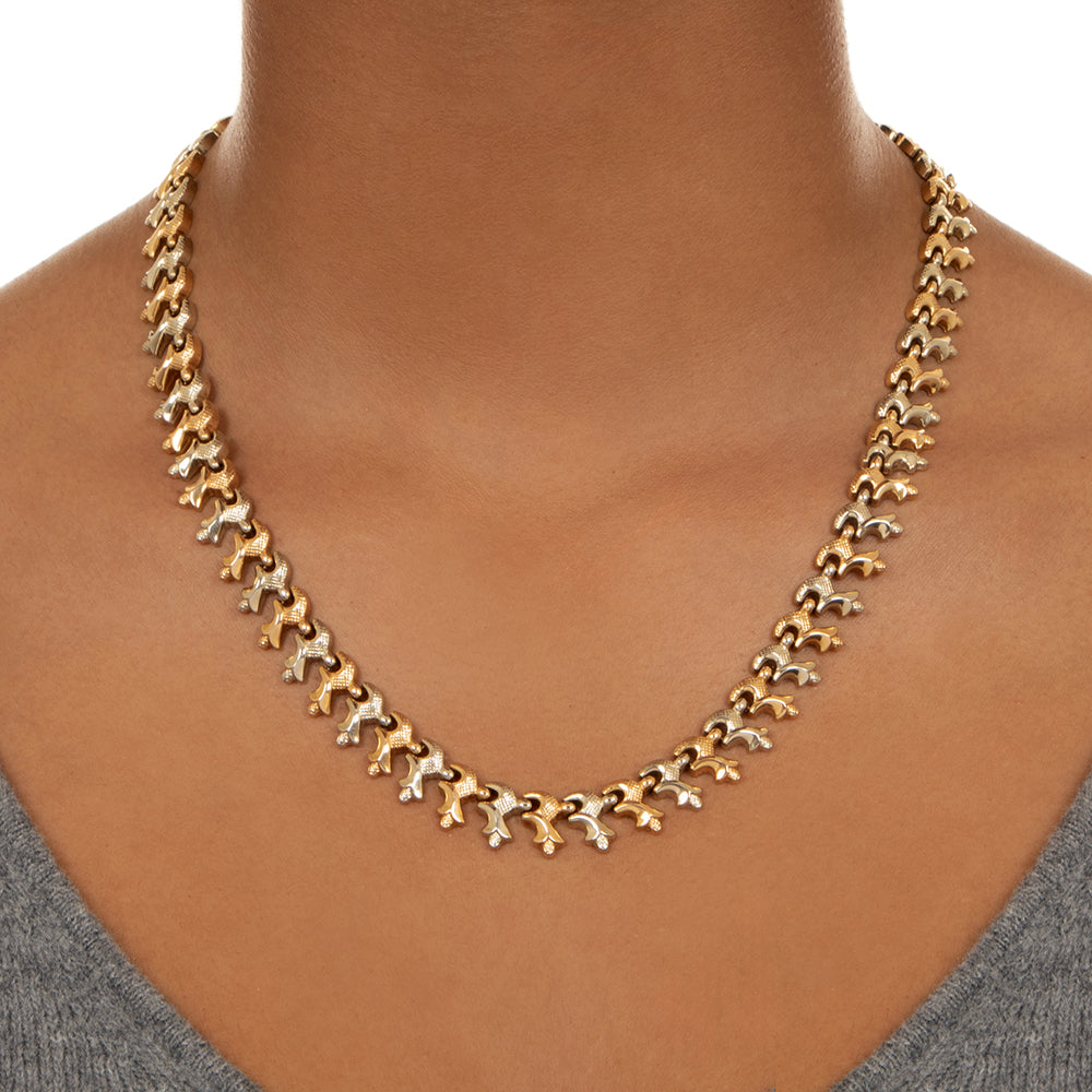 Mid-Century 18K Two-Tone Gold Link Necklace - 4