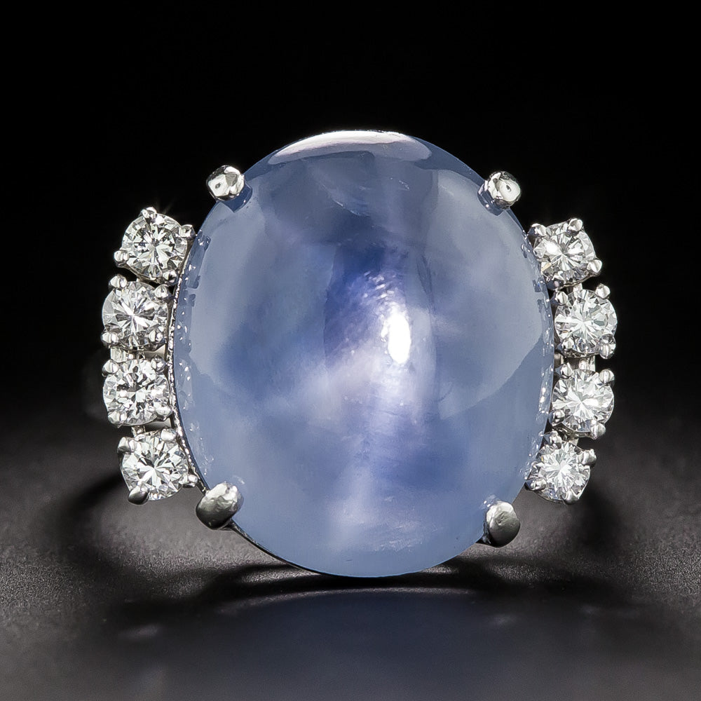Mid Century 21.00 Carat Star Sapphire and Diamond Ring by Marshall LIttman Jewelers - 6