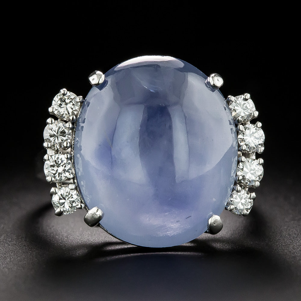 Mid Century 21.00 Carat Star Sapphire and Diamond Ring by Marshall LIttman Jewelers - 7