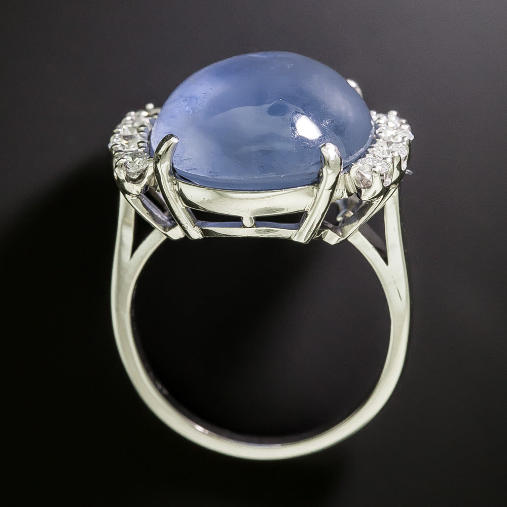 Mid Century 21.00 Carat Star Sapphire and Diamond Ring by Marshall LIttman Jewelers - 9