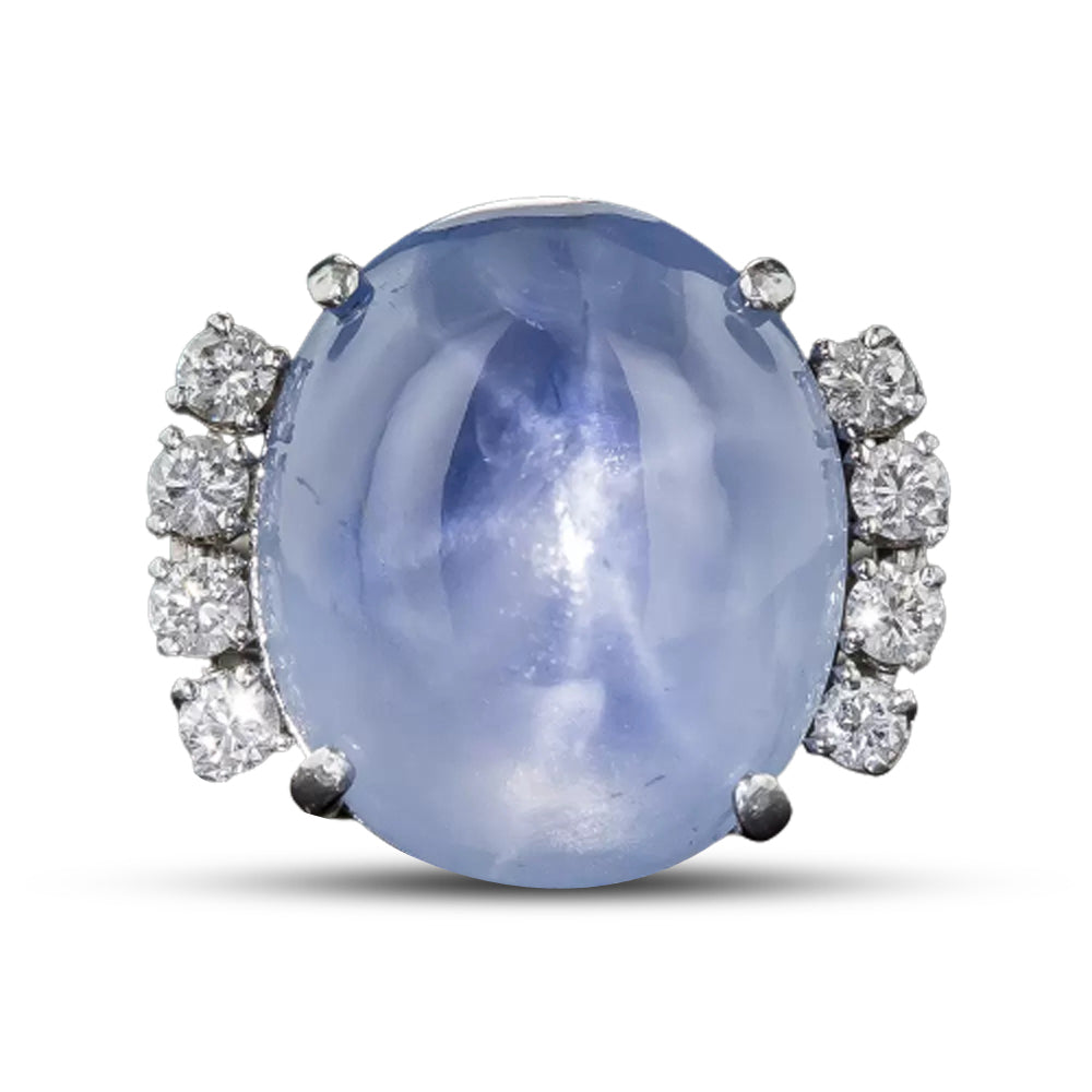 Mid Century 21.00 Carat Star Sapphire and Diamond Ring by Marshall LIttman Jewelers - 11