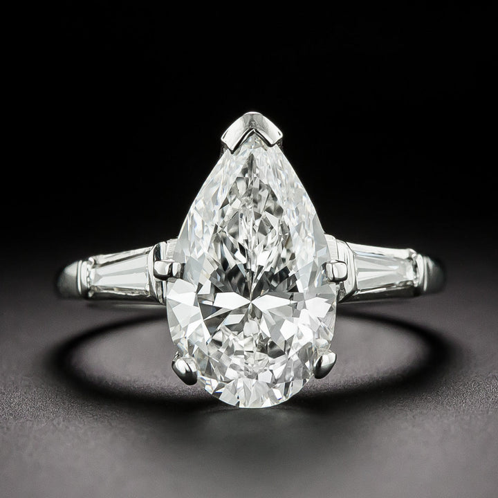 Mid-Century 3.19 Carat Pear-Shaped Diamond Ring - GIA  G VS2