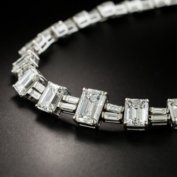 Mid-Century 33 Carat Emerald-Cut Diamond Necklace - GIA