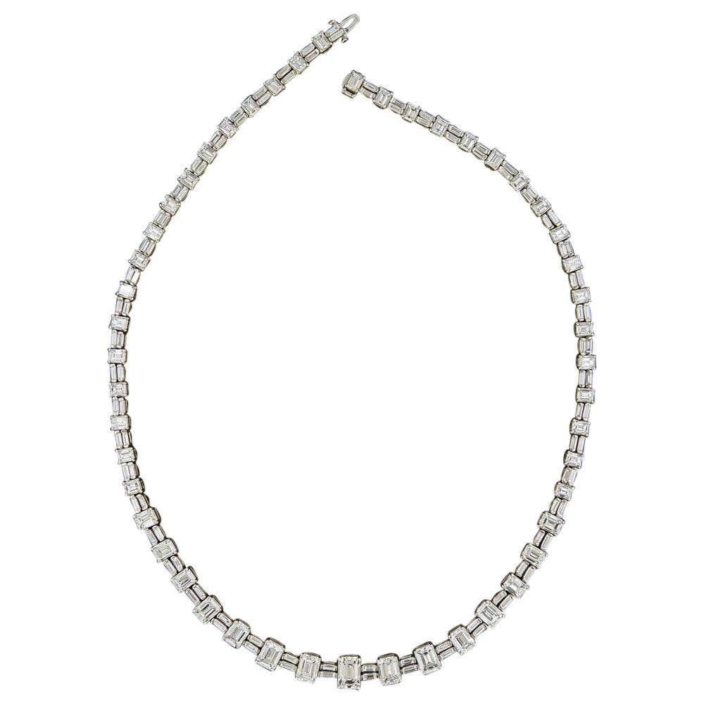 Mid-Century 33 Carat Emerald-Cut Diamond Necklace - GIA - 4