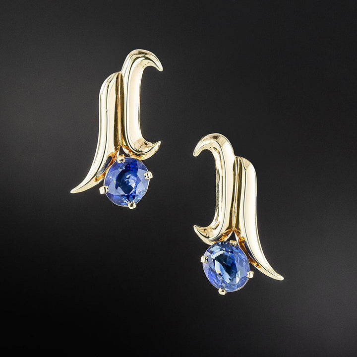 Mid-Century 4.50 Carat Sapphire Earrings
