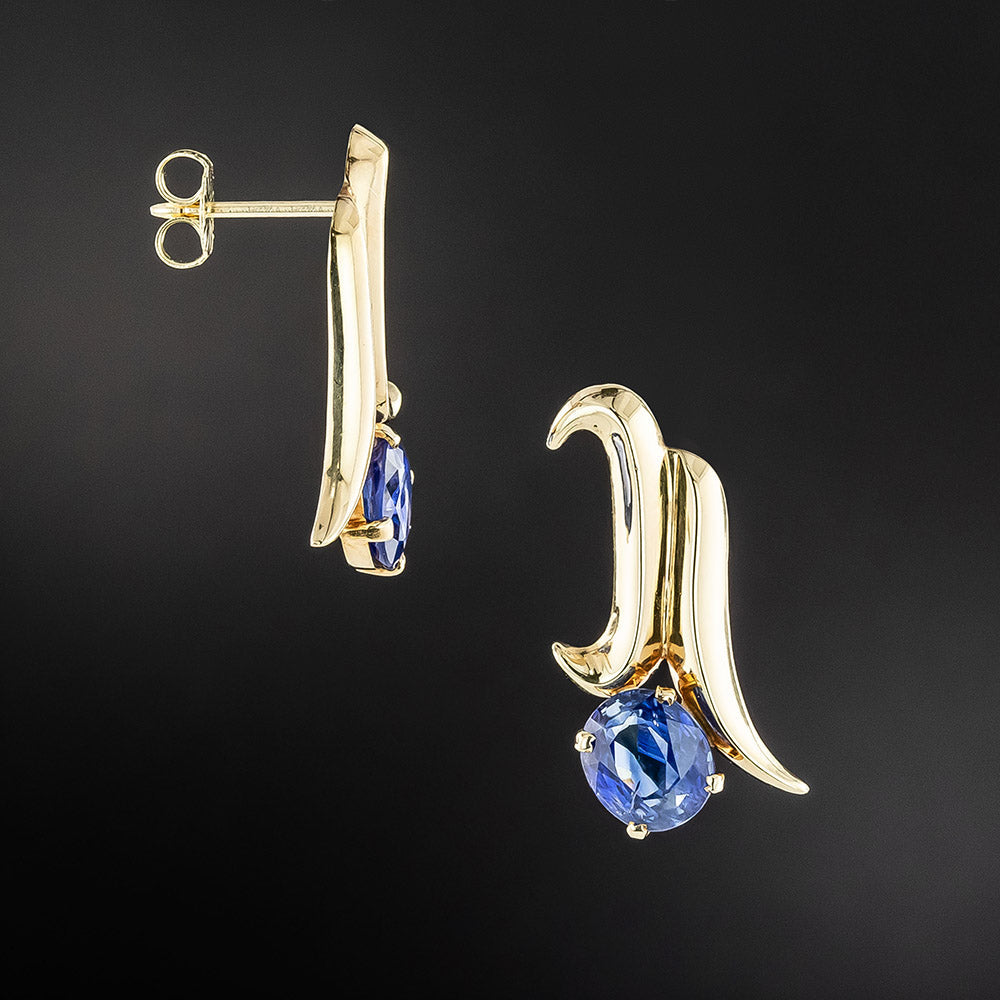 Mid-Century 4.50 Carat Sapphire Earrings - 2
