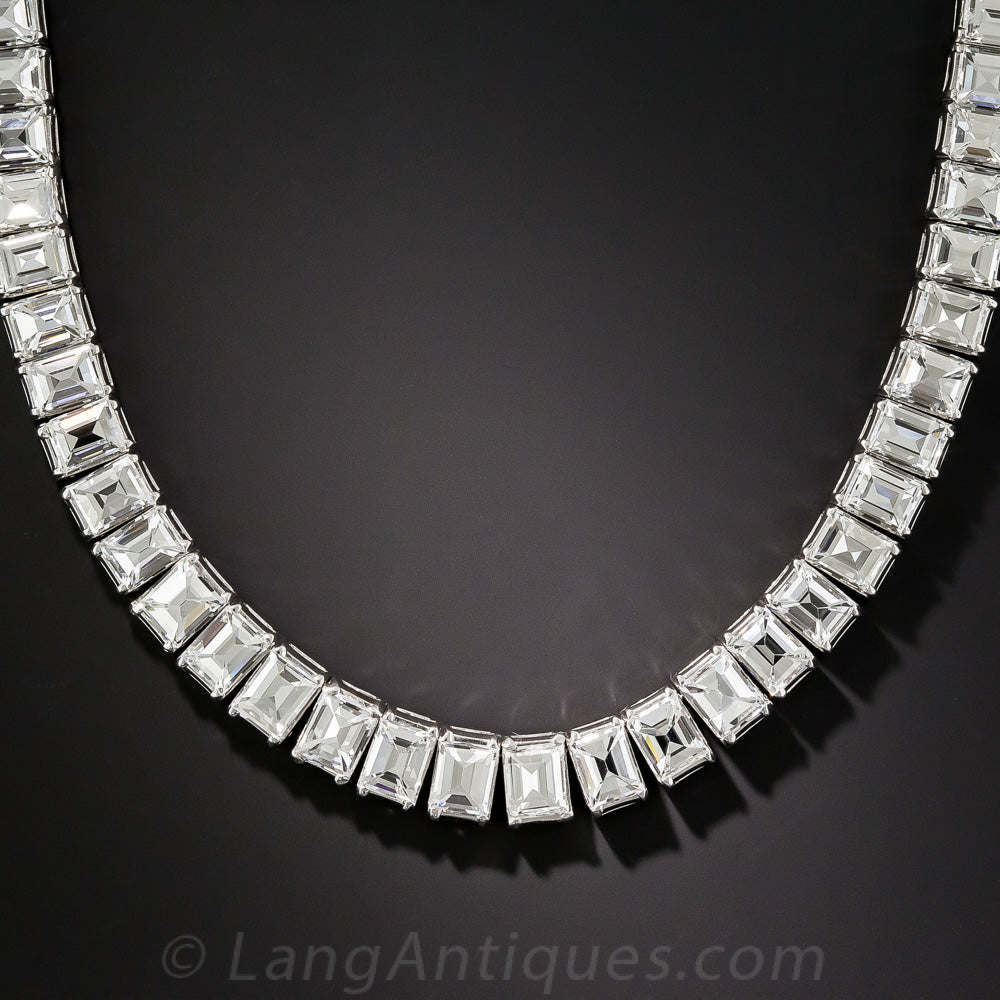 Mid-Century 44.00 Carat Carré-Cut Diamond Riviere Necklace - 1