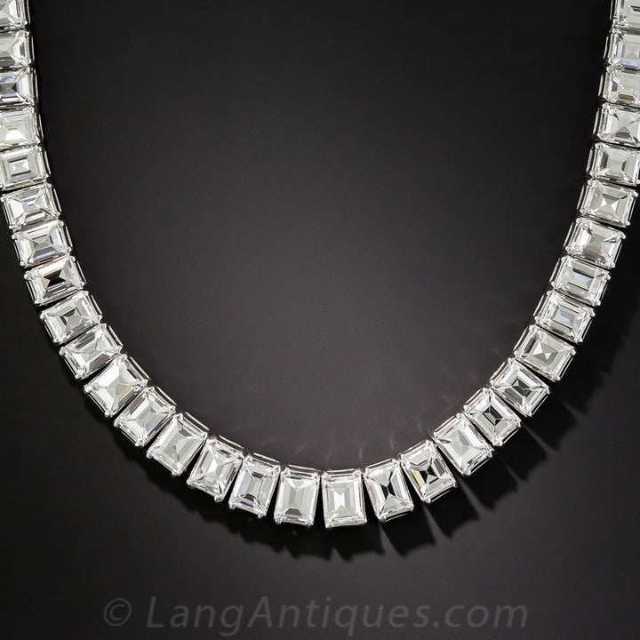 Mid-Century 44.00 Carat Carré-Cut Diamond Riviere Necklace