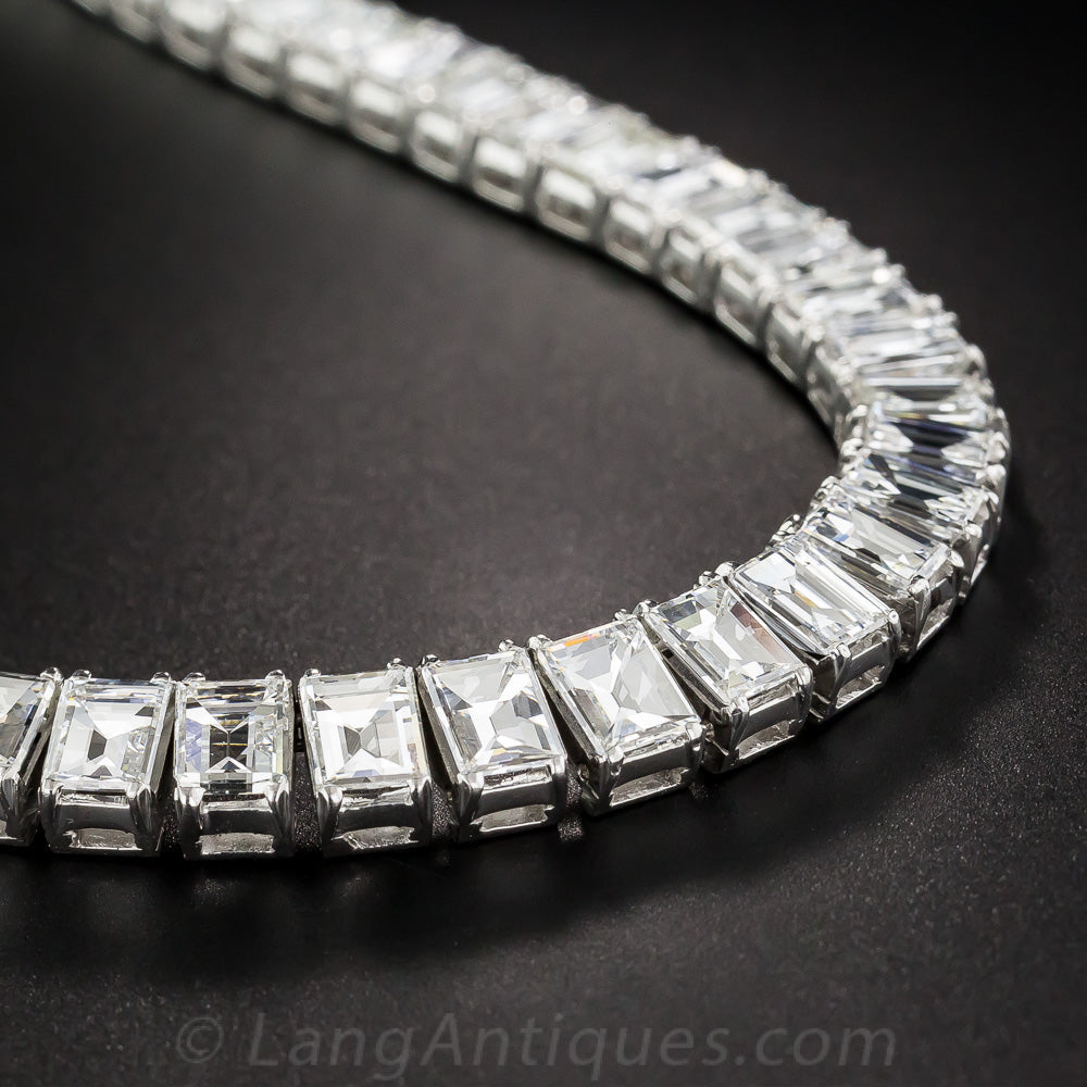 Mid-Century 44.00 Carat Carré-Cut Diamond Riviere Necklace - 2