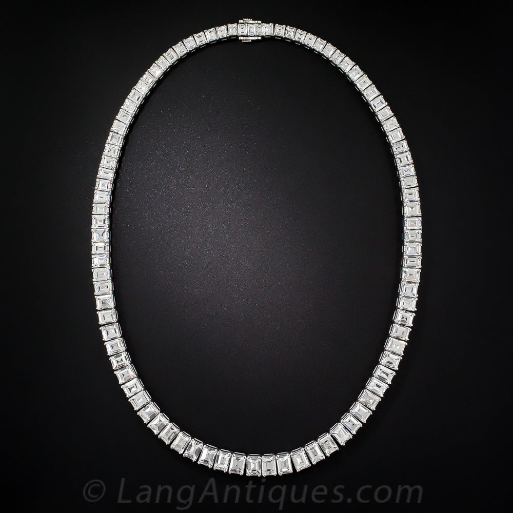 Mid-Century 44.00 Carat Carré-Cut Diamond Riviere Necklace - 3