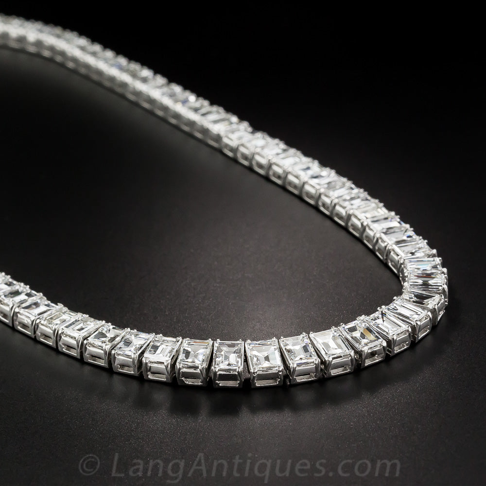 Mid-Century 44.00 Carat Carré-Cut Diamond Riviere Necklace - 4