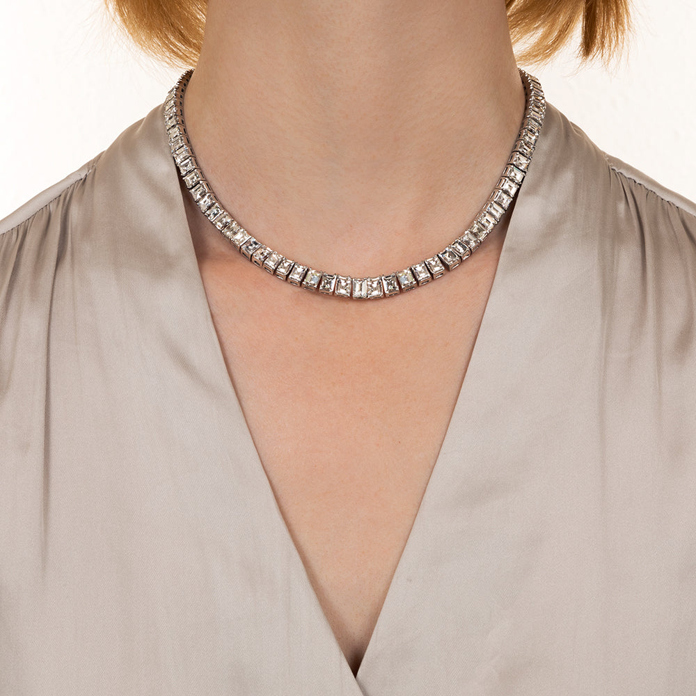Mid-Century 44.00 Carat Carré-Cut Diamond Riviere Necklace - 6
