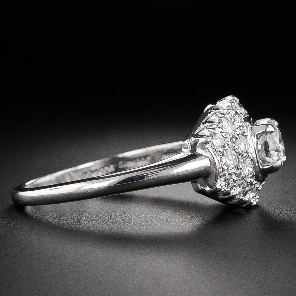 Mid-Century .44 Carat Diamond Platinum Engagement Ring - 7
