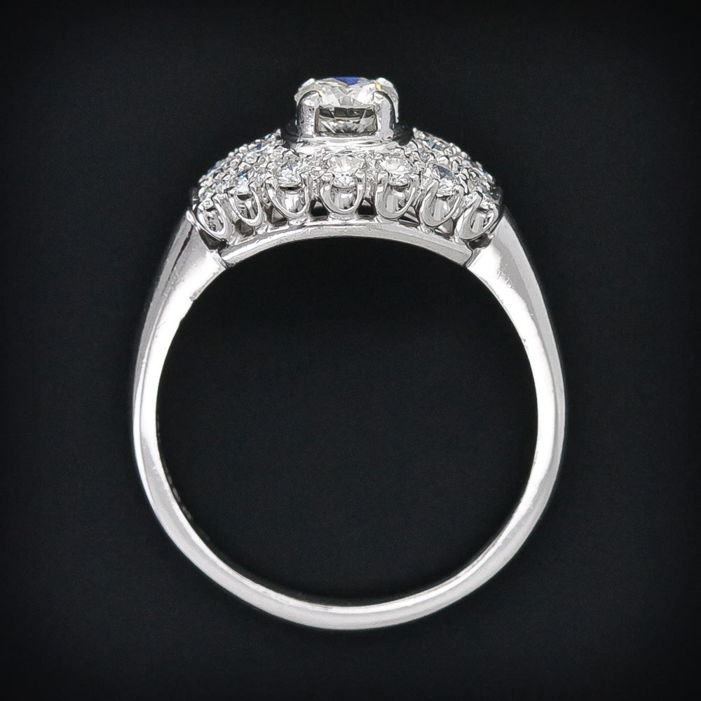 Mid-Century .44 Carat Diamond Platinum Engagement Ring - 8