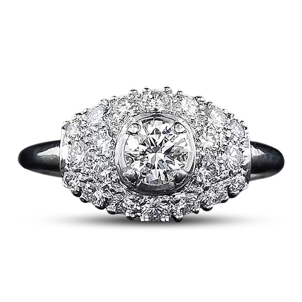Mid-Century .44 Carat Diamond Platinum Engagement Ring - 6