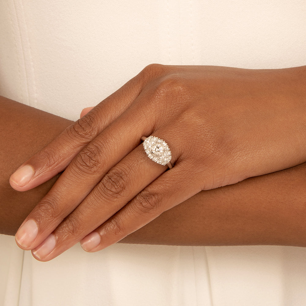 Mid-Century .44 Carat Diamond Platinum Engagement Ring - 10