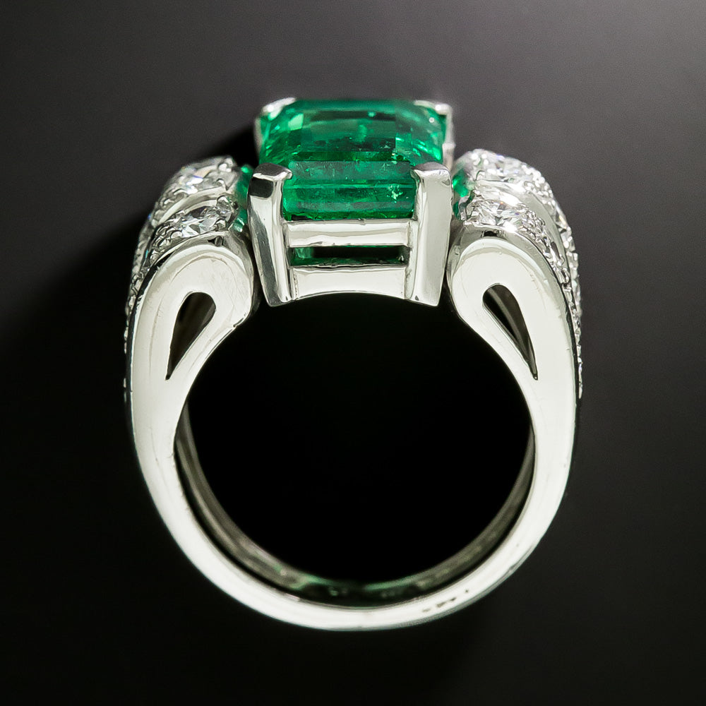 Mid-Century 5.16 Carat Colombian Emerald and Diamond Ring - GIA F1 - 5