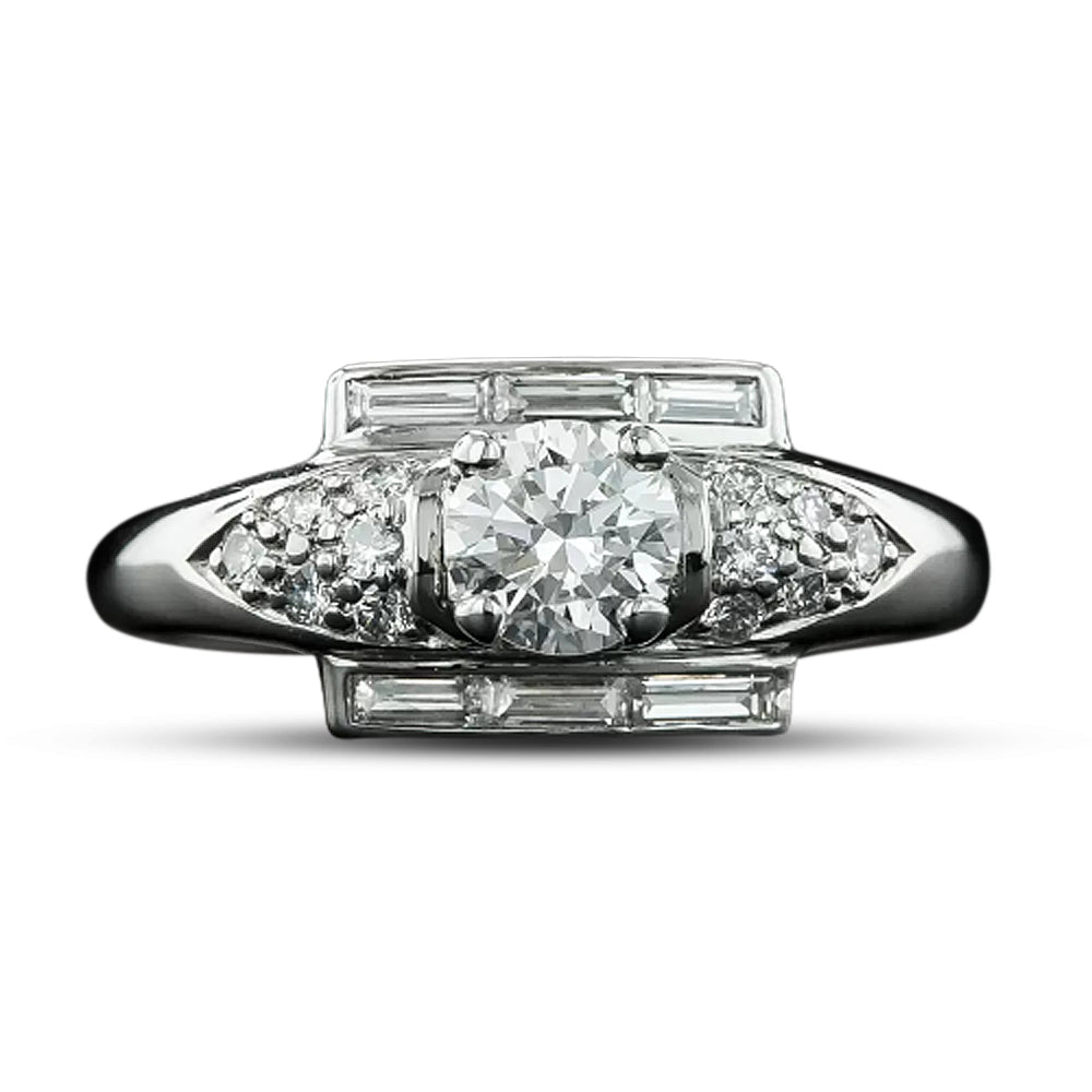 Mid-Century .54 Carat Diamond Engagement Ring  - 4