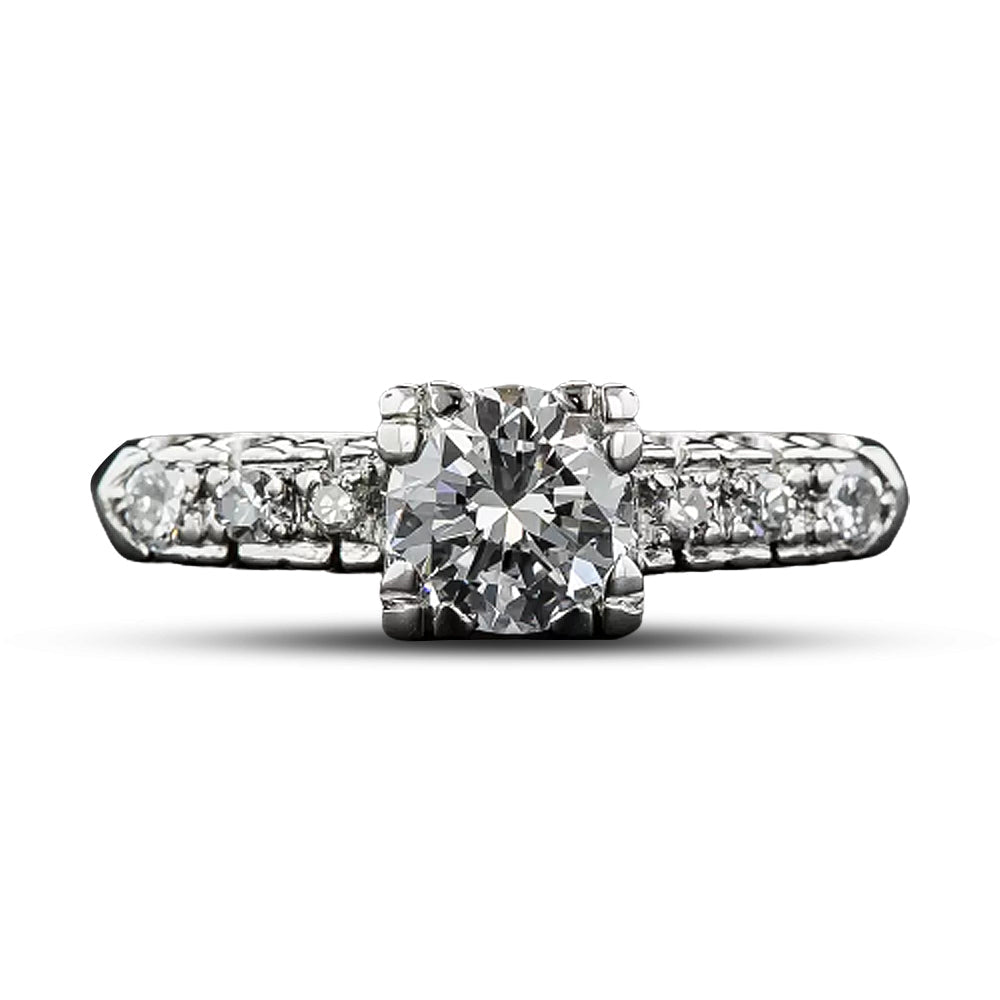 Mid Century .67 Carat Diamond Engagement Ring - 5